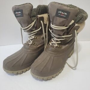 Storm by Cougar Waterproof Lace Up Winter Boots Brown Gray Tan 10M